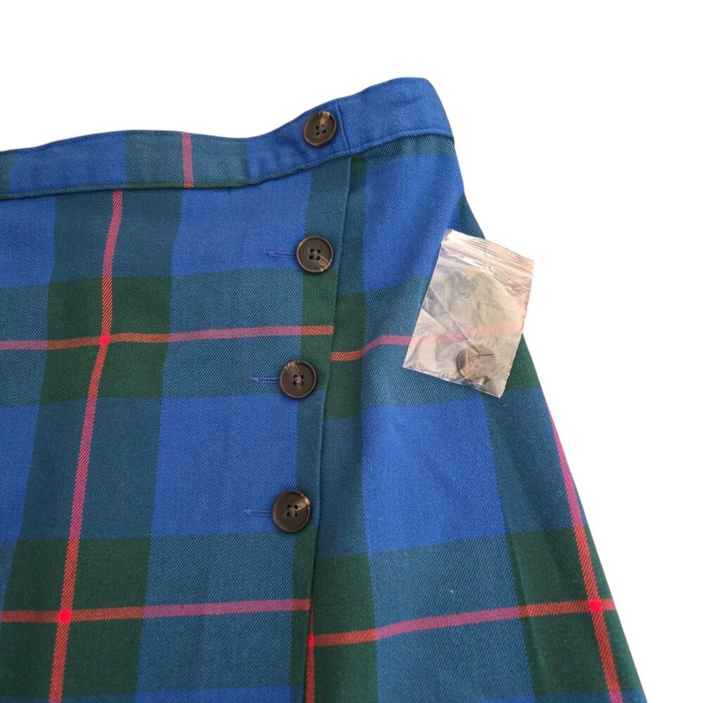 NWT SO Jr. size 15 Blue Plaid Elastic-Waist Buttoned Mini Skirt school girl
